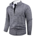 thumbnail image 5 of Mens Cardigan Sweater Full Zip Up Stand Collar Cardigans Long Sleeve Knitted Sweaters Gray M, 5 of 6