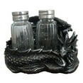 thumbnail image 2 of Mythical Sleeping Dragon Glass Salt and Pepper Shaker Set with Decorative Holder Display Stand Figurine for Medieval Kitchen Decor Sculptures & Gothic Dining Room Table Centerpieces As Fantasy Home Ac, 2 of 4