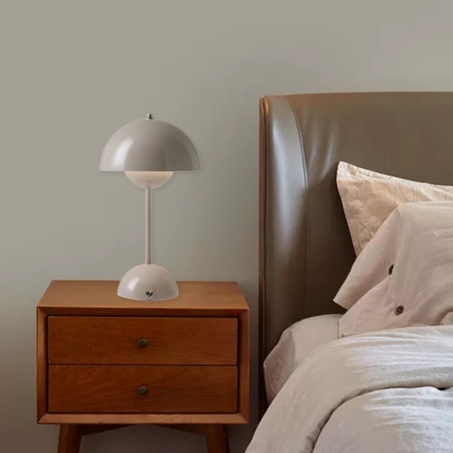 Lámpara de cabecera de simplicidad moderna, protección ocular recargable, lámpara de de moda, lámpara de , luz de escritorio para sala de Leche brillante gris Salvador Luz de noche