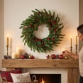 thumbnail image 2 of Aurorax Christmas Wreaths for Front Door,Indoor Christmas Wreath Decorations with Christmas Balls Rustic Green Winter Hanging Wall Decor for Mantel Window, 2 of 7