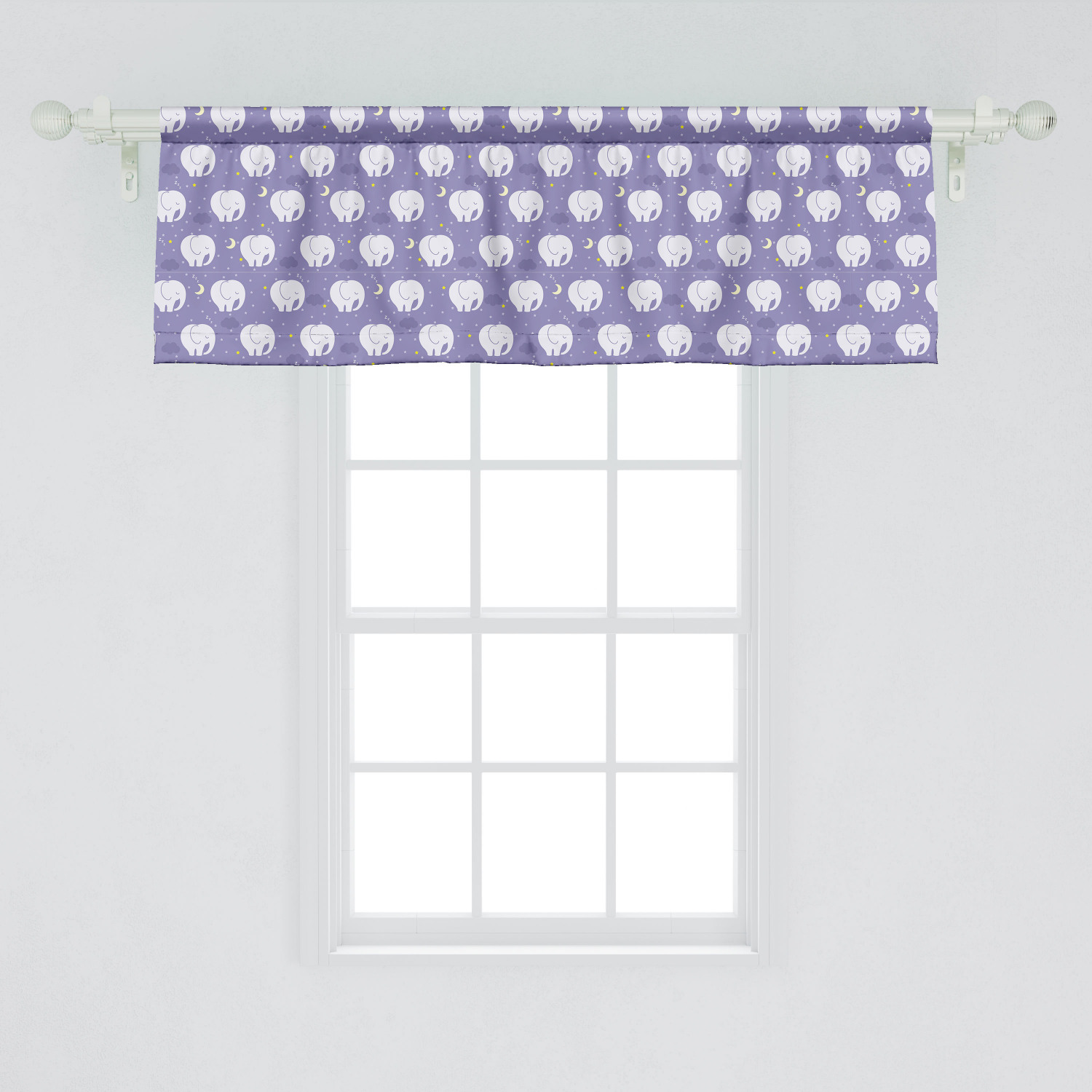 Ambesonne Elephants Window Valance Toddler S Design With Staroons In The Night Sky Curtain For Kitchen Bedroom Decor Rod Pocket 54 X 18 Ceil Blue Pastel Purple Ambesonne Elephants Window Valance