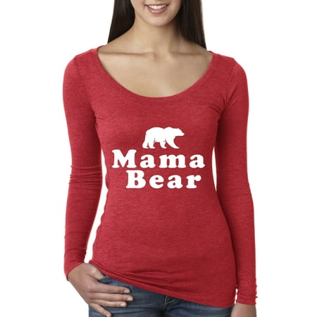 Grizzlies Long Sleeve New Way 797 - Women's Long Sleeve T-Shirt Mama Bear Mother's Day Madre Mom Grizzly Small Red ()
