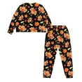 thumbnail image 5 of SCRAWLGOD Thanksgiving 2 Pack Long Sleeve Pajamas for Women with Pockets Fall Casual Pajamas Set Soft Pullover Round Collar Sleepwear Lightweight Pjs Set, Turkey Print Pumpkin Spots Black, L, 5 of 7
