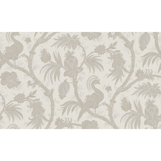 Goodwood - Floral Plain Damask Textured Beige Wallpaper Roll