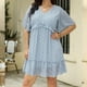 thumbnail image 5 of Puntoco Vestido De Manga Corta Con Cuello En V, Mujer Verano Estampado Talla Grande Suelto Azul Claro Xxxxl, 5 of 9