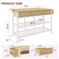 thumbnail image 2 of Awesofurni 54" Kitchen Island with Charging Station & Drop Leaf Tabletop, Modern White Island Table with 3 Drawers, Fixed Side Spice Rack & Towel Bar for Small Space & Coffee Bar, 2 of 8