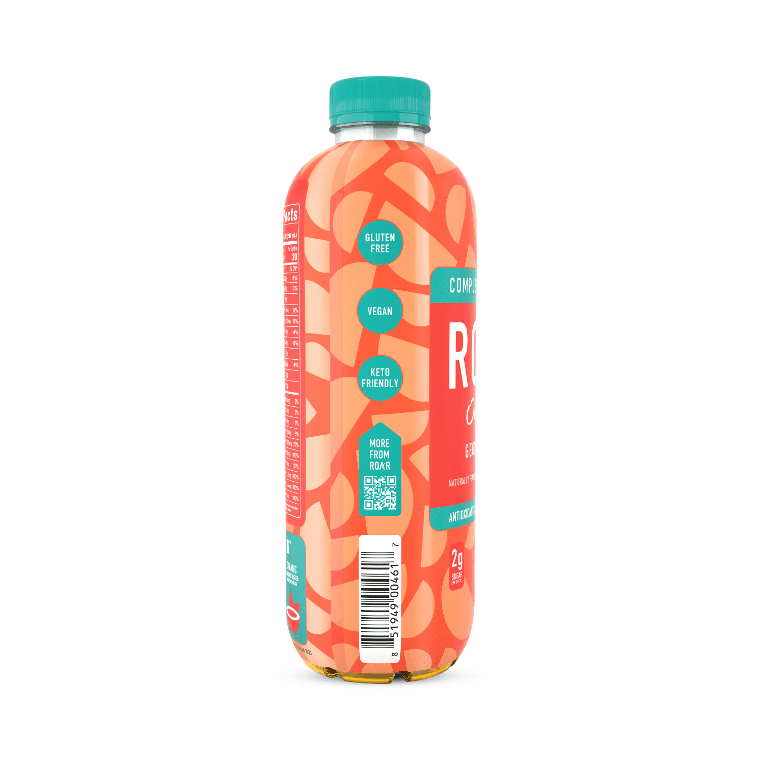 Roar Organic Beverage Georgia Peach with Antioxidants, B Vitamins, Low-Calorie, Low-Sugar, Low-Carb, 18 fl  oz Bottle