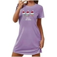 thumbnail image 5 of Sakmal Plus Size Womens Moomoo Nightgown Lightweight Purple Christmas Breathable Pajama Sleep Dress Merry Christma Print Short Short Sleeve Crew Neck Nightgowns S-2XL, 5 of 5