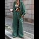 thumbnail image 4 of Conjuntos de Dos Piezas para Mujer, Cárdigan de Color Liso Moderno, Chaqueta de Larga y Pantalones de Pierna , Trajes Deportivos. Verde S, 4 of 10