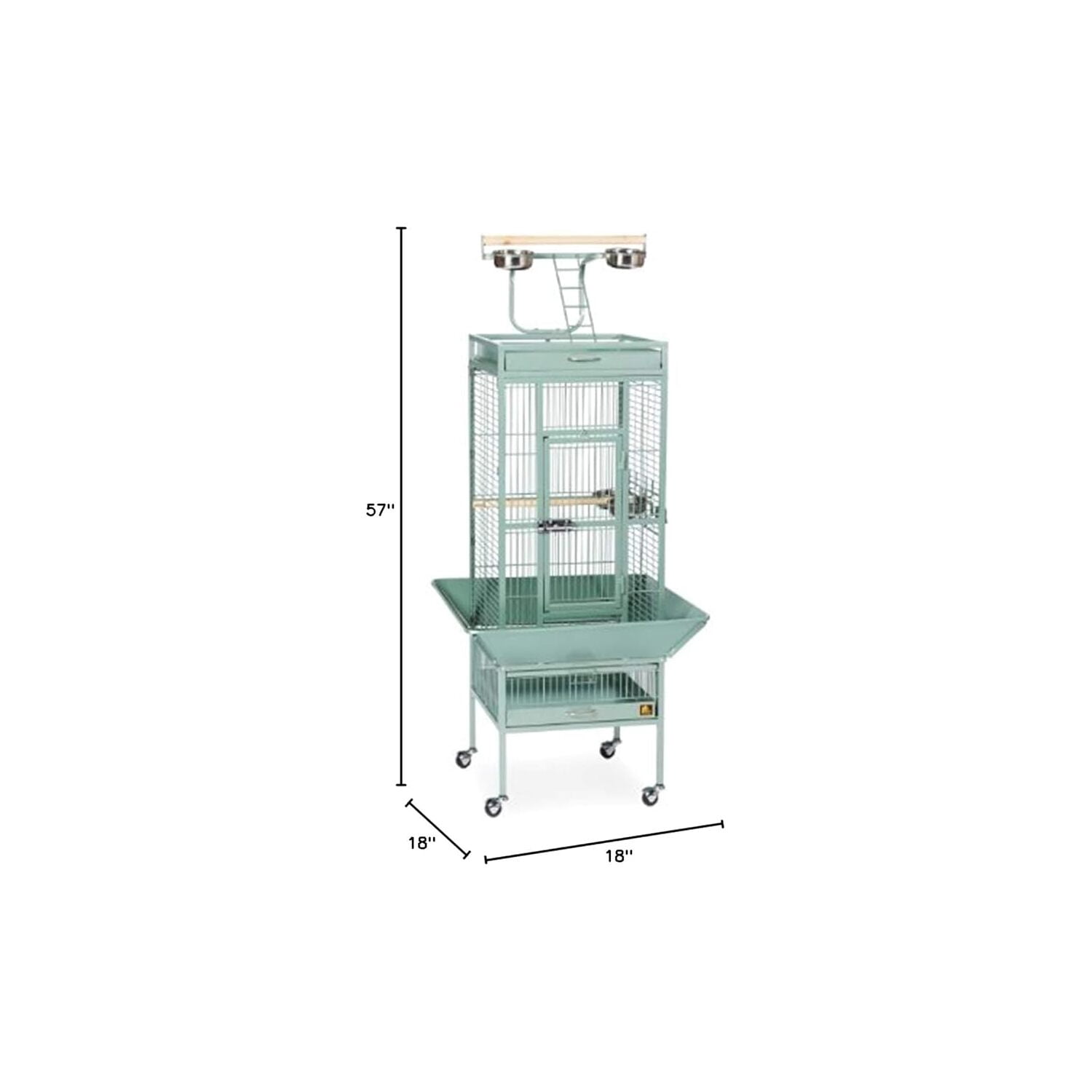 HomeStock Retro Renaissance Iron Select Bird Cage with Elegant Design, Durable Construction, Easy-Clean Tray-Color:Sage Green