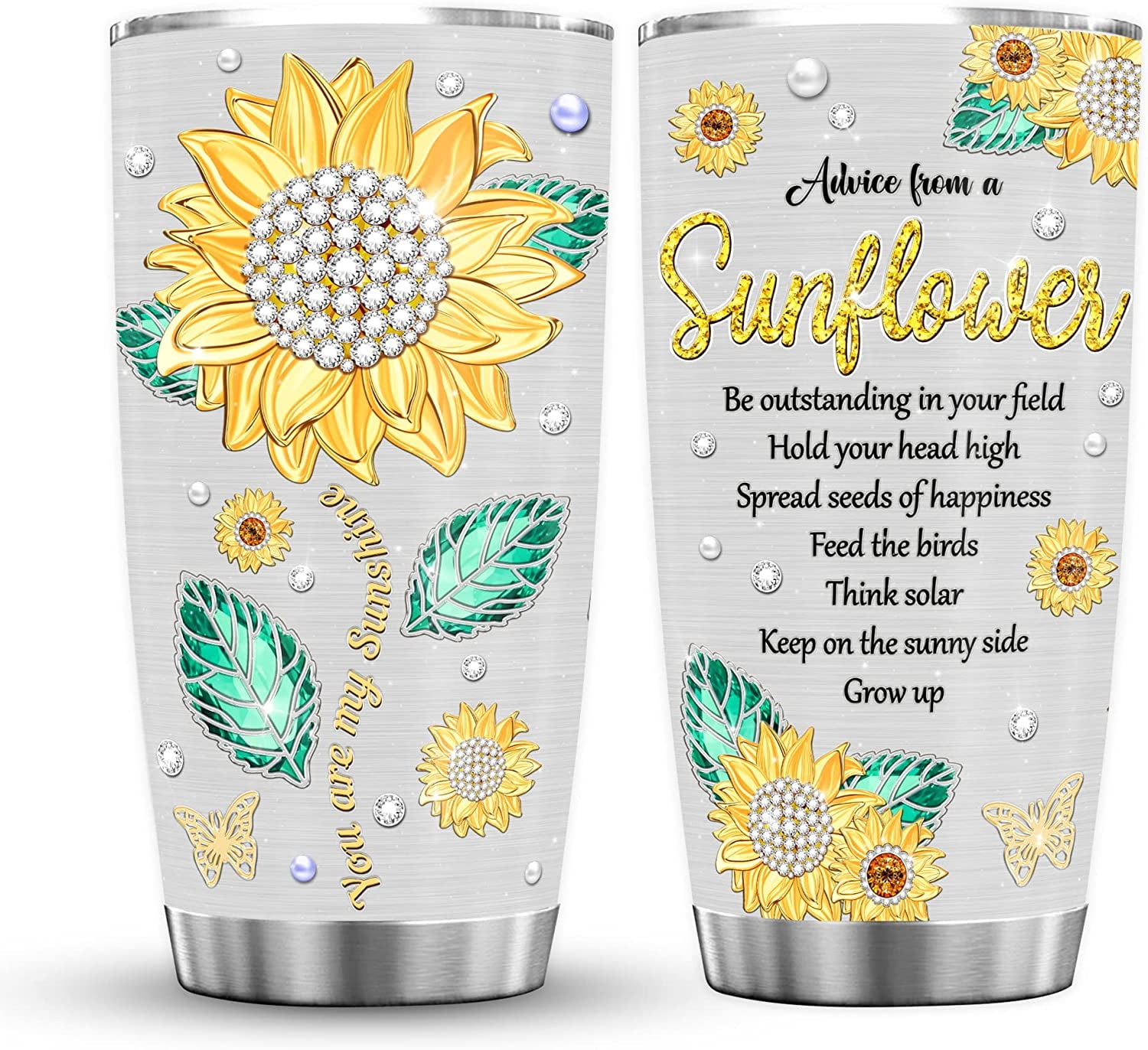 To My Mom Tumbler, 20 Oz Stainless Steel Insulated Sunflower Tumbler W –  36AQUA