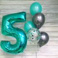 thumbnail image 2 of Globo con números 5 Argthjy de 40 pulgadas para el quinto aniversario, azul y verde, 2 of 6