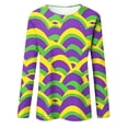 thumbnail image 3 of Oplxuo Mardi Gras Shirt Women Sequin Bling Glitter Carnival Outfits Long Sleeve Cute Tops Round Neck Trendy Mask Print Blouses, 3 of 4