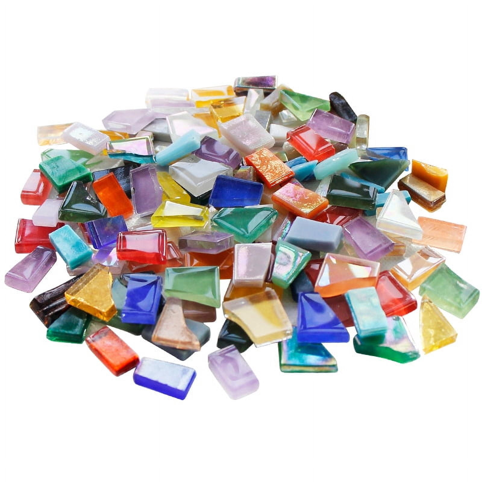 Mixed Colors Irregular Glass Mosaic Tiles for Crafts - Pre-Cut Assorted Colors & Shapes Mosaic Glass Pieces - Dark color series