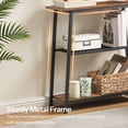 thumbnail image 7 of 30" Narrow Console Table, 3-Tier Small Entryway Table with Storage Shelves, Behind Couch Sofa Table, Hallway Table for Entryway, Foyer, Hallway, Living Room, Rustic Brown and Black, 7 of 7