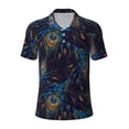 thumbnail image 2 of Daiia Peacock Feathers Pattern Men’s Polo Shirts,Solid Deck Shirt,Classic Fit, Breathable Cotton Polo for Casual and Sport Wear-4X-Large, 2 of 7