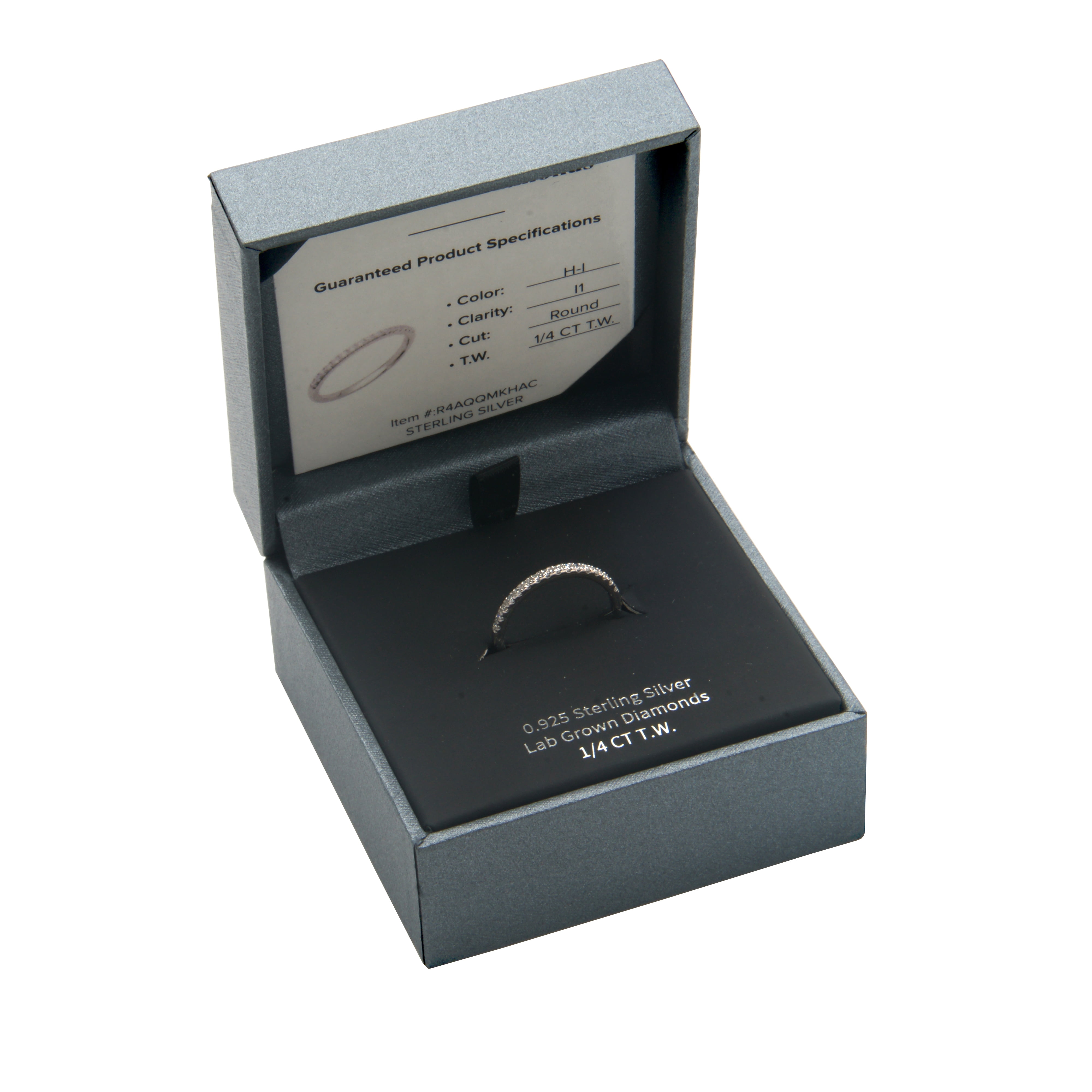 Forever Facets 1/4 CT TW Lab Grown Diamond Sterling Silver Wedding Band Ring, Adult Female