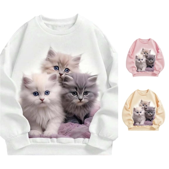 NordicNest Girls Cozy Cat Graphic Hoodie Sweatshirt For Kids Comfortable Everyday Wear For School And Play Toddler Sweaters