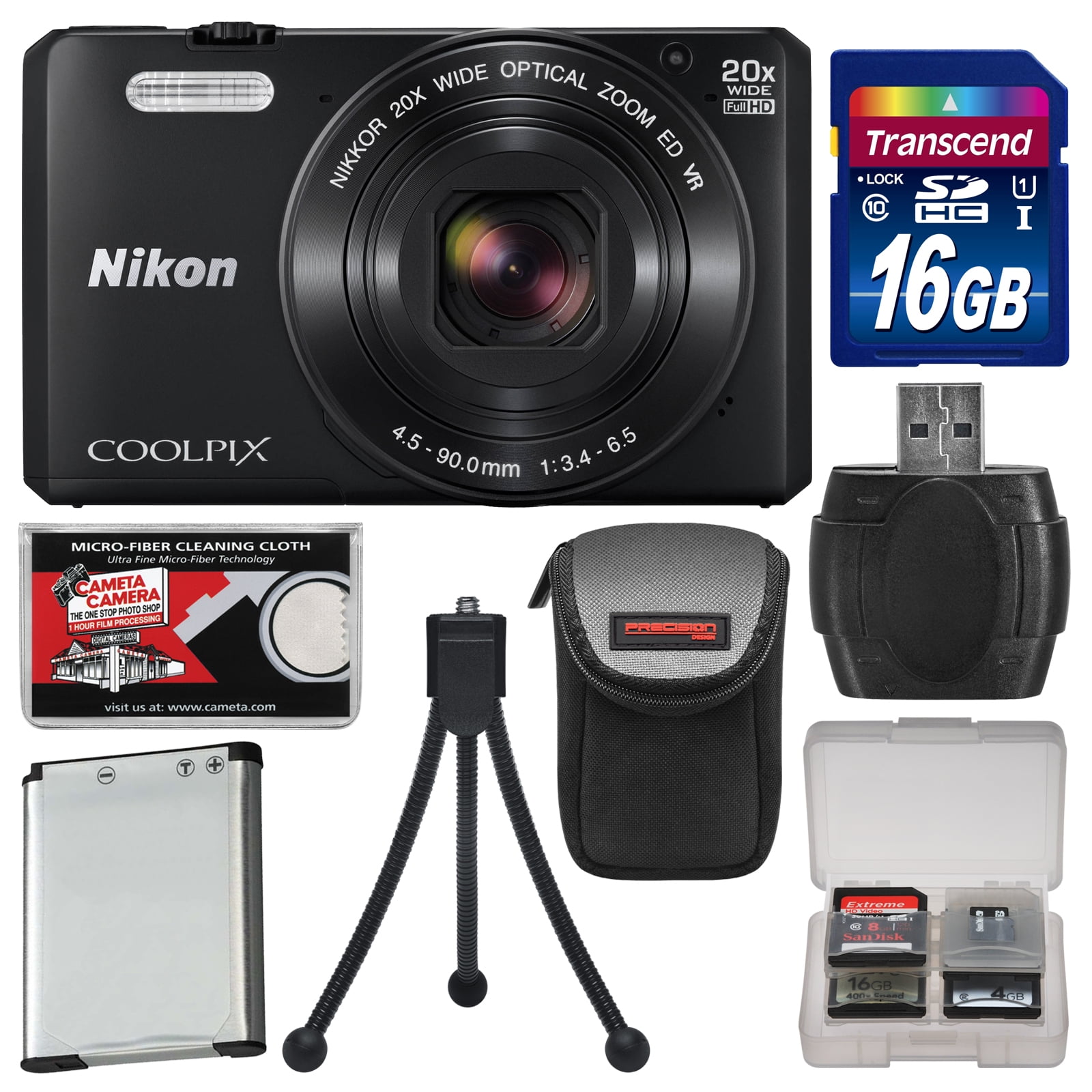Nikon Coolpix S7000 Wi-Fi Digital Camera (Black) with 16GB Card +