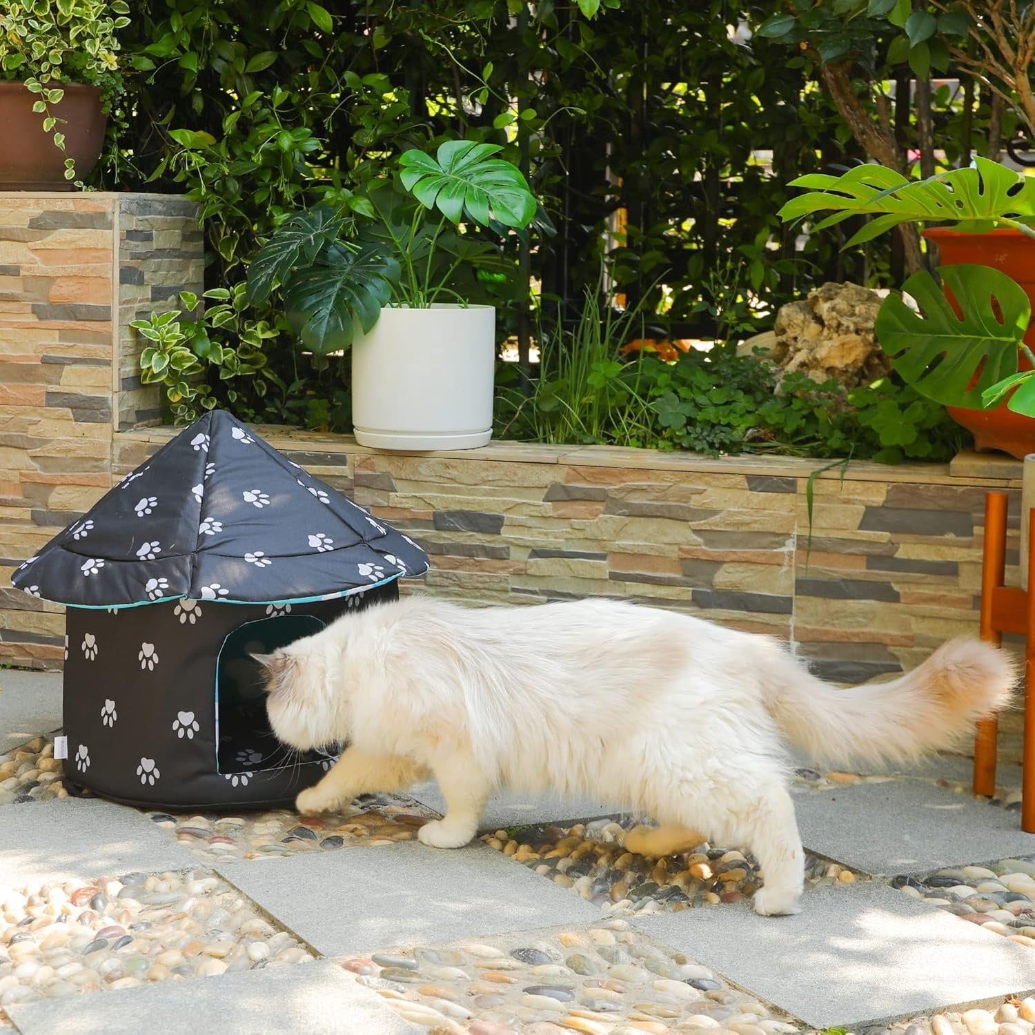Weatherproof Warm Stray Cat Shelter Insulated Waterproof Outdoor Cat House Small Dog & Rabbit Hutch