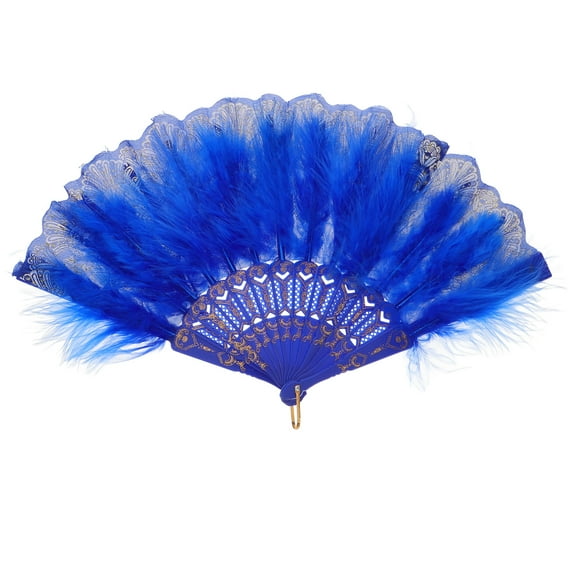 Blue Fan Decorative Hand Fan for Costume Dancing Show Home Centerpiece Decor Photography Props and Festival Celebrations 1 Piece