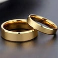 thumbnail image 2 of Smooth Stainless Steel Couple Rings Gold colour Simple 4MM 6MM Women Men Lovers Wedding Jewelry Engagement Gifts, 2 of 3