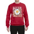thumbnail image 2 of Wild Bobby Retro Better Together Daisy Smiley Face Checkered Background Vintage Unisex Crewneck Sweatshirt, Red, X-Large, 2 of 6