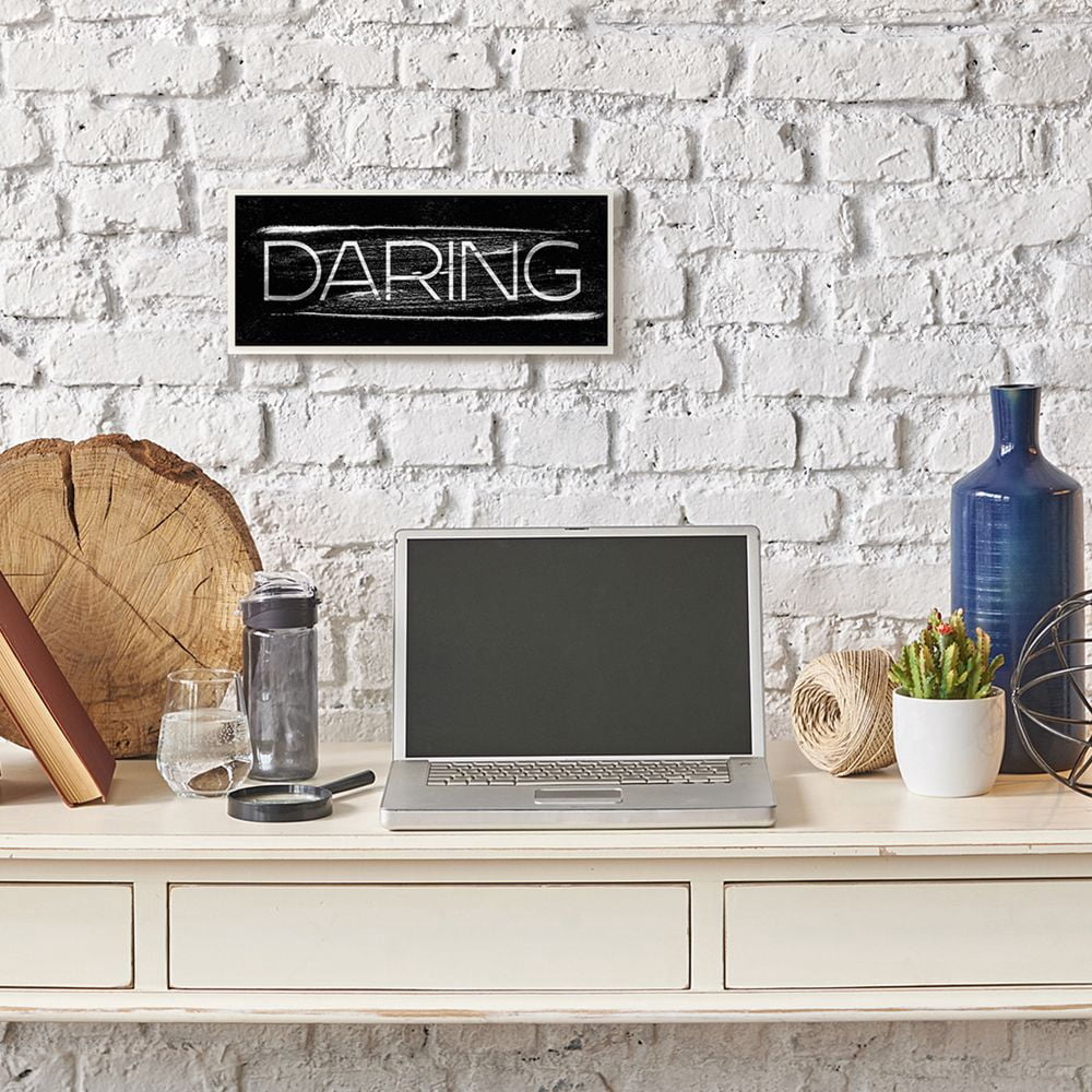Stupell Industries Bold Daring Text Black White Paint Stroke Inspired Wall Plaque by Daphne Polselli