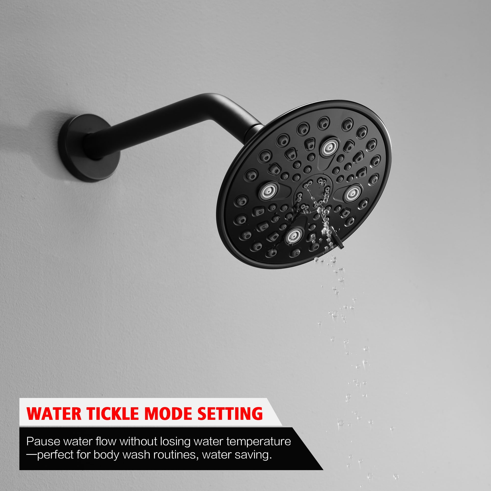sumerain Matte Black Bathtub Shower Faucet Set With Valve, High-Flow Tub and Shower Trim Kit with Rain Shower Head and Spout