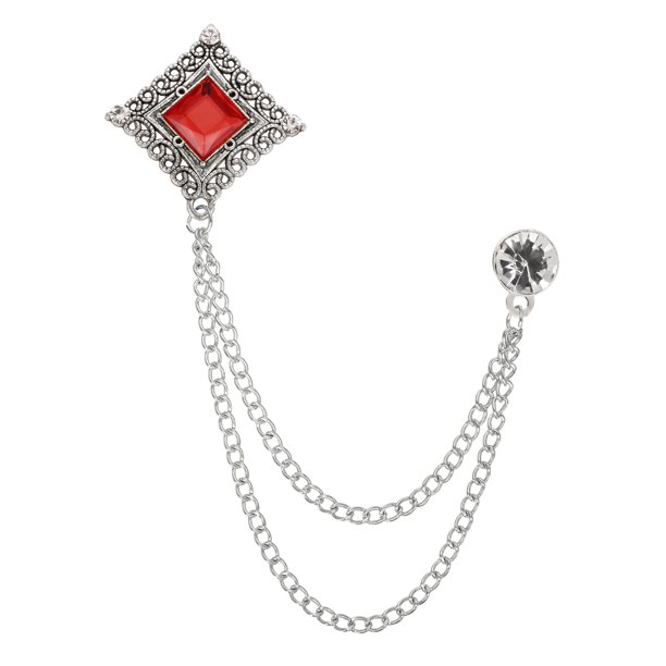 Broche de Cadena Hueca Vintage para Hombres, Cadena de Borlas Plateada con Piedra Roja Colgante para Chaleco de Traje, Tuxedo, Prom, Boda, Fiesta de Cumpleaños, Banquete