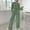 Green, variant on TIANZEN Women's Two Piece Knit Matching Outfits Crew Neck Slit Hem Tee And Pants Tracksuit Sets plus Size Wedding Pant Suits for Women Pants Suits for Women