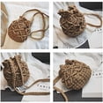 thumbnail image 3 of Xiao Hua Bolso de mano tipo cubo con cordón para mujer, bandolera de paja tejida, bolso de playa, 3 of 5
