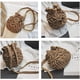 thumbnail image 3 of Xiao Hua Bolso de mano tipo cubo con cordón para mujer, bandolera de paja tejida, bolso de playa, 3 of 5