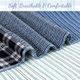 thumbnail image 4 of Navy Klein Blue Plaid Stripe Tartan Patchwork Cotton Queen 3 Piece Reversible Quilt Bedding Set, 4 of 7