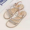 thumbnail image 6 of BADHUB Rhinestone Strappy Flat Sandals for Women Dressy Summer Glitter Ankle Strap Wedding Bridal Prom Sparkly Bling Comfortable Cute Dress Sandals White 35, 6 of 6