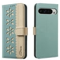 thumbnail image 2 of For Google Pixel 8 Wallet Case,Card Slots [RFID Blocking] Splice Premium PU Leather ID Credit Holder Folio Flip Kickstand Magnetic Clasp Flower Patterned Shockproof Phone Cover,Green, 2 of 12