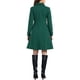 thumbnail image 3 of Abrigo de invierno de mujer vintage sólido de línea A con doble botonadura y cuello en verde oscuro, 3 of 6