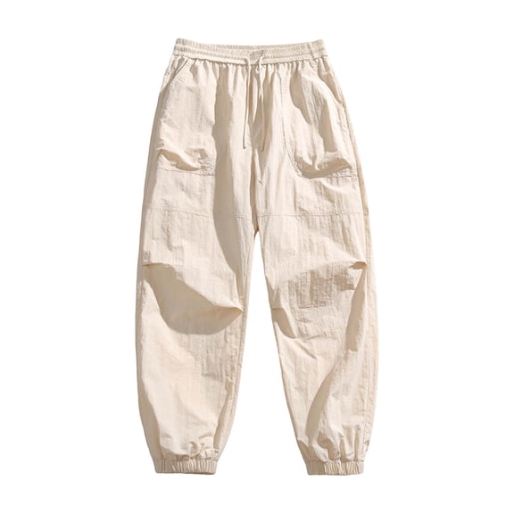 Mens Sports Cargo Trousers Water Resistant Elastic Waist Drawstring Casual Outdoor Jogger Pants Fathers Gift