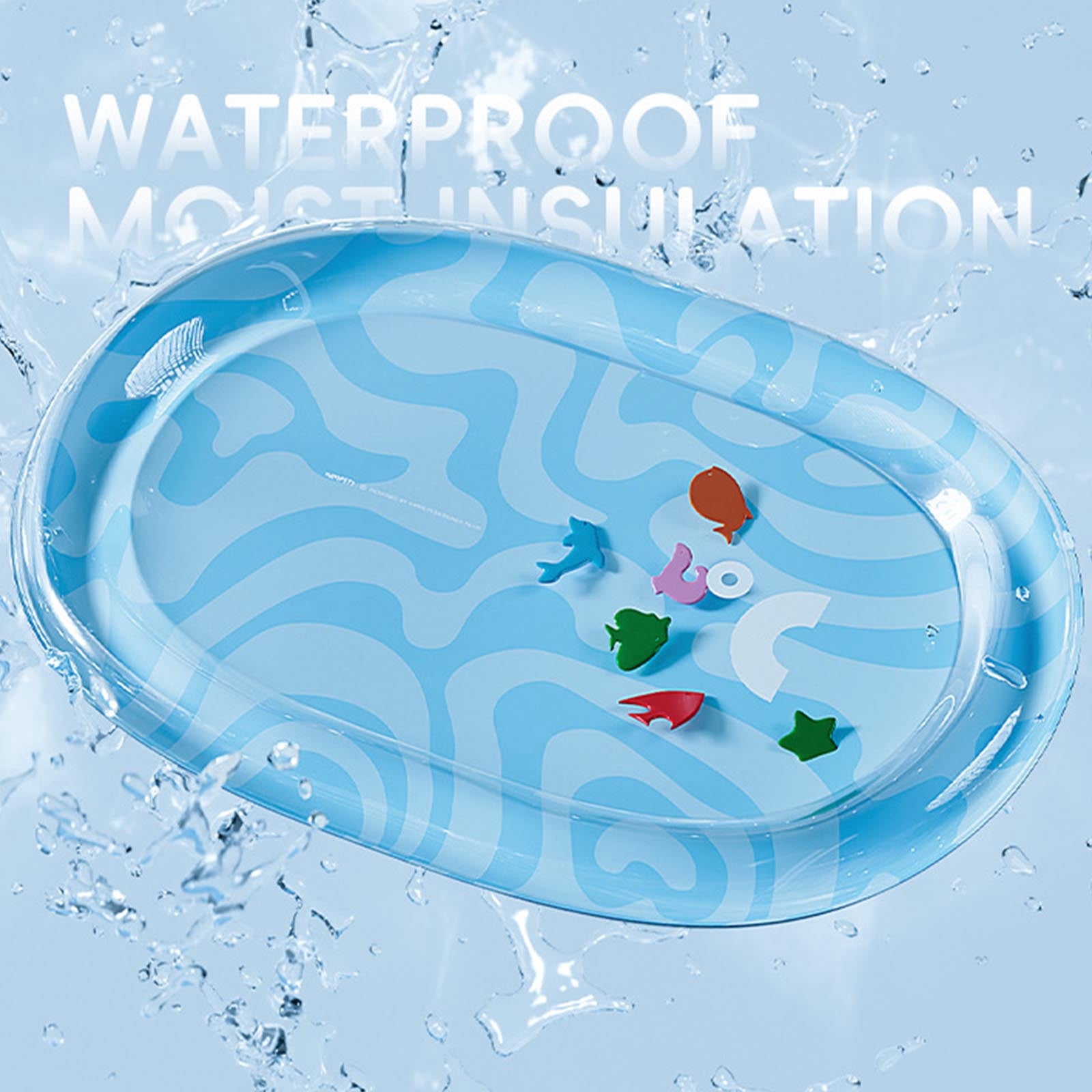 Pet Cooling Pad for Dogs & Cats Thick Waterproof Stain-Resistant Water Mat with Sensory Floating Fish Interactive Play Mat for Summer Indoor Outdoor Travel Use