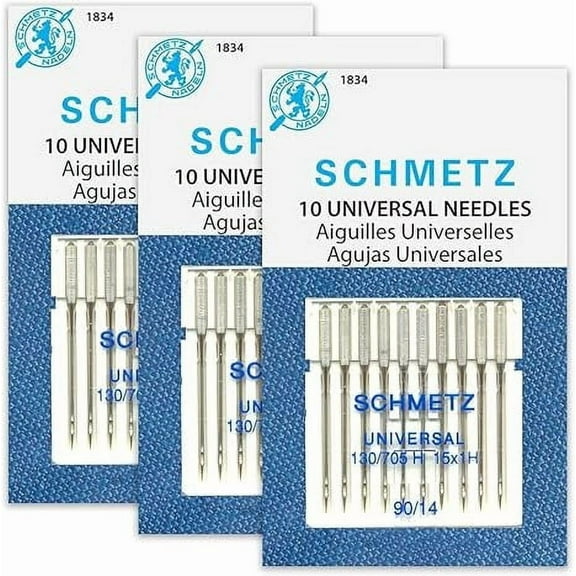 Teamwork SCHMETZ Universal (130/705 H) Household Sewing Machine Needles - Size 90/14-3 Cards - 30 Needles