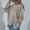 thumbnail image 6 of JINMGG V Neck Sweaters for Women Fall Winter Clearance,Women's Fashion Solid Loose Round Neck Long Sleeve Pullover, 6 of 8