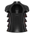 thumbnail image 5 of inlzdz Kids Girls Short Sleeve Metallic Mesh Tiered Sequined T-shirt Sparkly Club Party Dance Performance Wear Black 12, 5 of 6