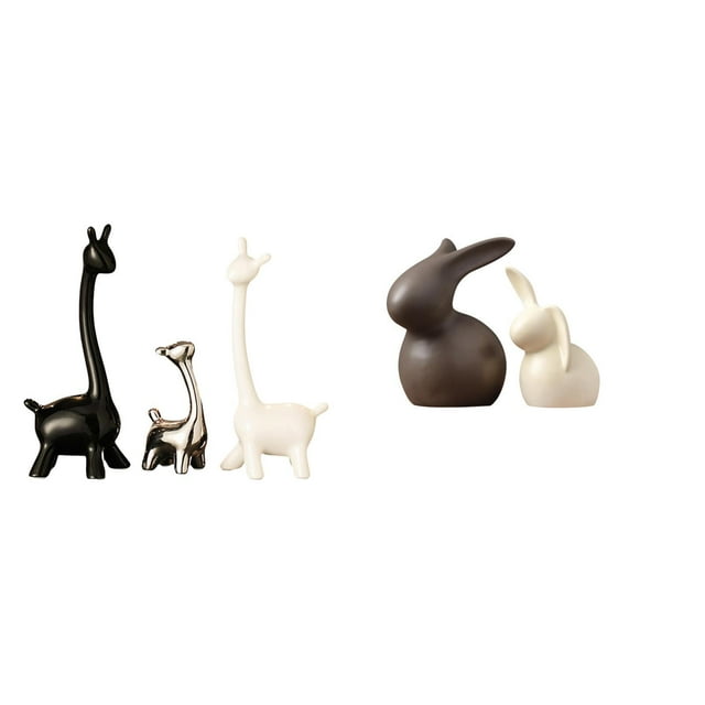 Estatua de alce y ciervo,Estatua de jirafa de cerámica,adorno moderno para decoración del hogar,Estatua de cerámica,Juego de estatuas de cerámica para decoración de mesa de oficina en