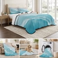 thumbnail image 6 of Queen Quilt Set 90''x96'', Blue Coastal Wave Lightweight Summer Bedspread Coverlet Set with 2 Pillow Shams, Summer Modern Ocean Beach Breathable All Season Quilt Bedding for Bedroom/Guest Room, 6 of 9