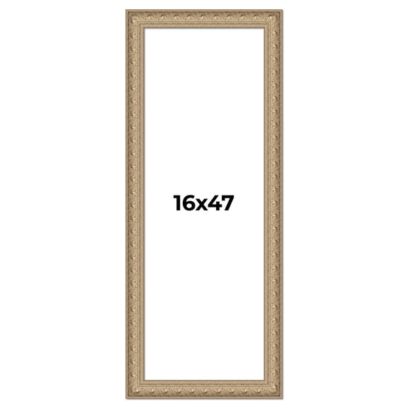 16x47 Frame Ornate Silver Beaded Solid Wood Picture Frame Width 2.5 Inches | Interior Depth 1
