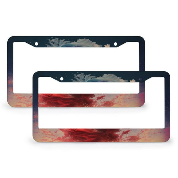 Colorful Fish License Plate Frame - 2 Pack License Plate Frame,Metal License Plate Frame Car Tag Frame Holder Cover Front Rear Aluminum 2 Hole Decorative Women Men