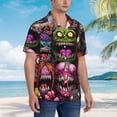 thumbnail image 3 of Pofeuu Monstrous Cartoon Characters Print Hawaiian Shirt for Men Sleeves Casual Button Down Summer Beach Dress Shirts T-Shirts,XX-Large, 3 of 7
