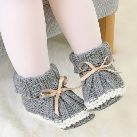 

Gubotare Baby Sneakers Baby Boy Girl Cotton Booties Soft Sole Stay On Slippers Winter Warm Toddler Cozy Socks House Shoes Gray 12 Months
