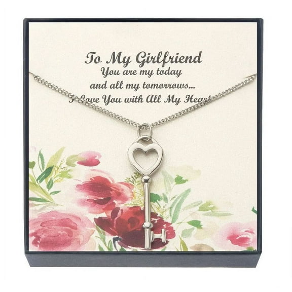 Women Stainless Steel to My Girlfriend Key to My Heart Necklace, Inspirational and Romantic for Her, 18-Inch
