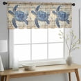 thumbnail image 2 of Blue Sea Turtle Valance Curtains for Kitchen/Living Room/Bathroom/Bedroom Window, Rod Pocket Small Topper Half Short Window Curtains Voile Sheer Scarf, Vintage Coastal Sheet Music 42"x18", 2 of 8